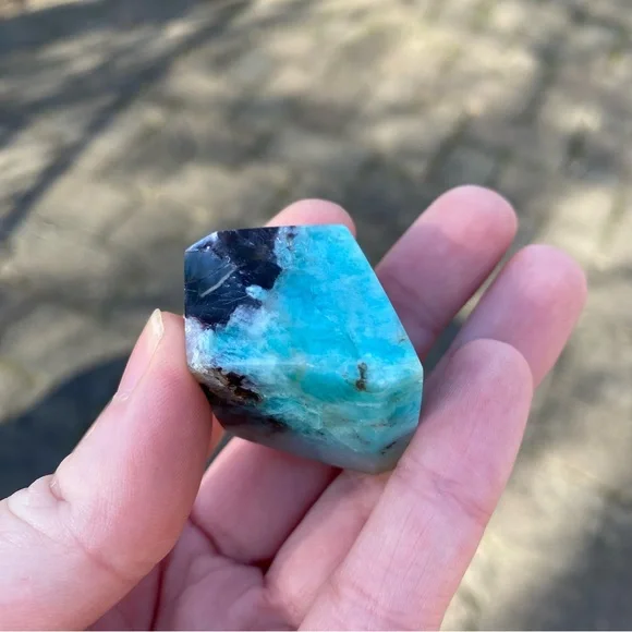 Set of 2 Polished Amazonite Freeform Stones Crystals Minerals - Picture 6 of 6